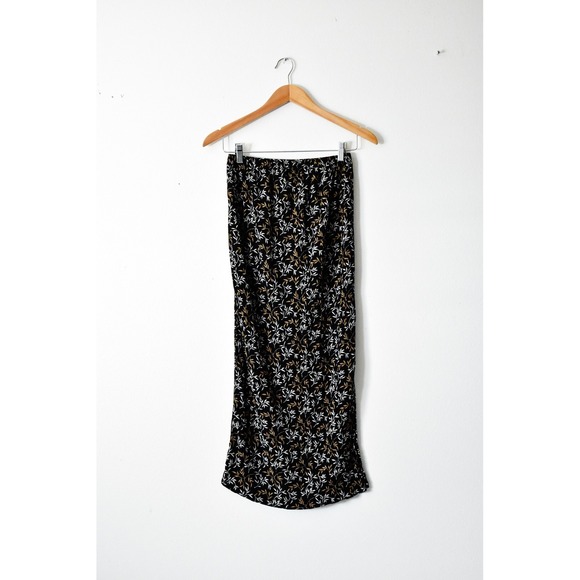 Dan Howard Dresses & Skirts - Dan Howard Maternity Maxi Skirt Women Medium Black Floral Excellent Crinkle 90s